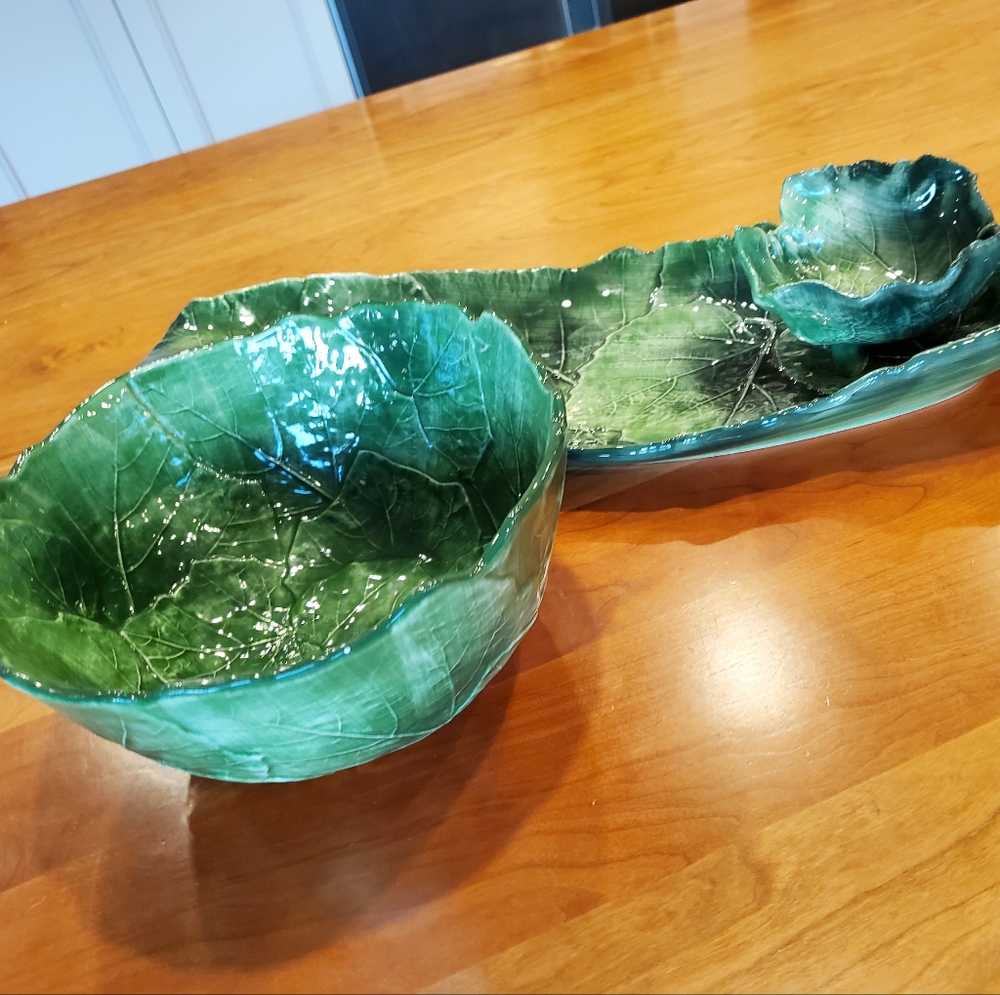Italian made Vietri 8" Serving bowl and 12" Serving platter matching 4" bowl new